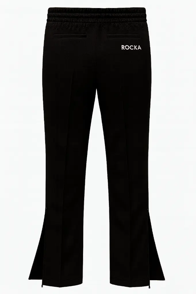 ROCKA Pantalon training Hommes noir-blanc- bas large - plisé - back.webp