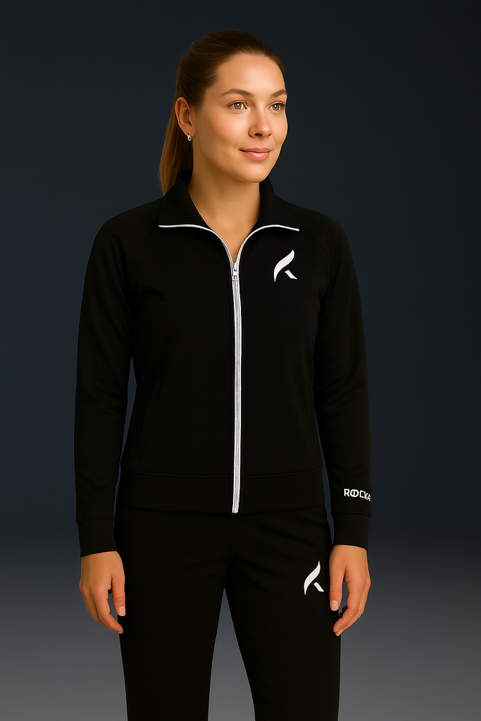 ROCKA Veste training HERITAGE  Femmes noir-blanc - tirette blanche - Alma 3.png