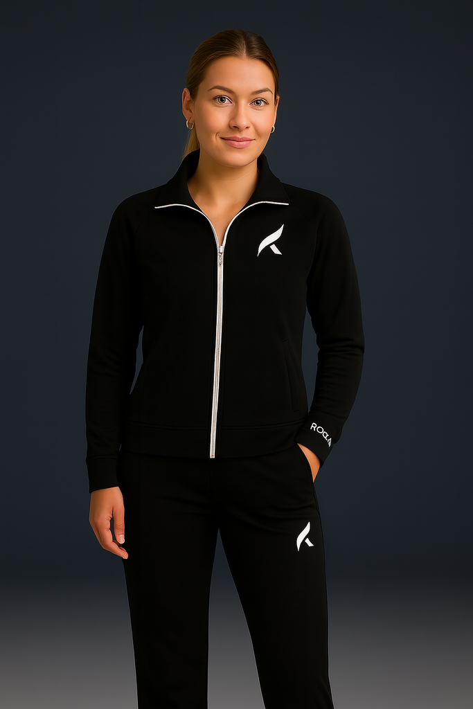 ROCKA Veste training HERITAGE  Femmes noir-blanc - tirette blanche - Alma 4.png