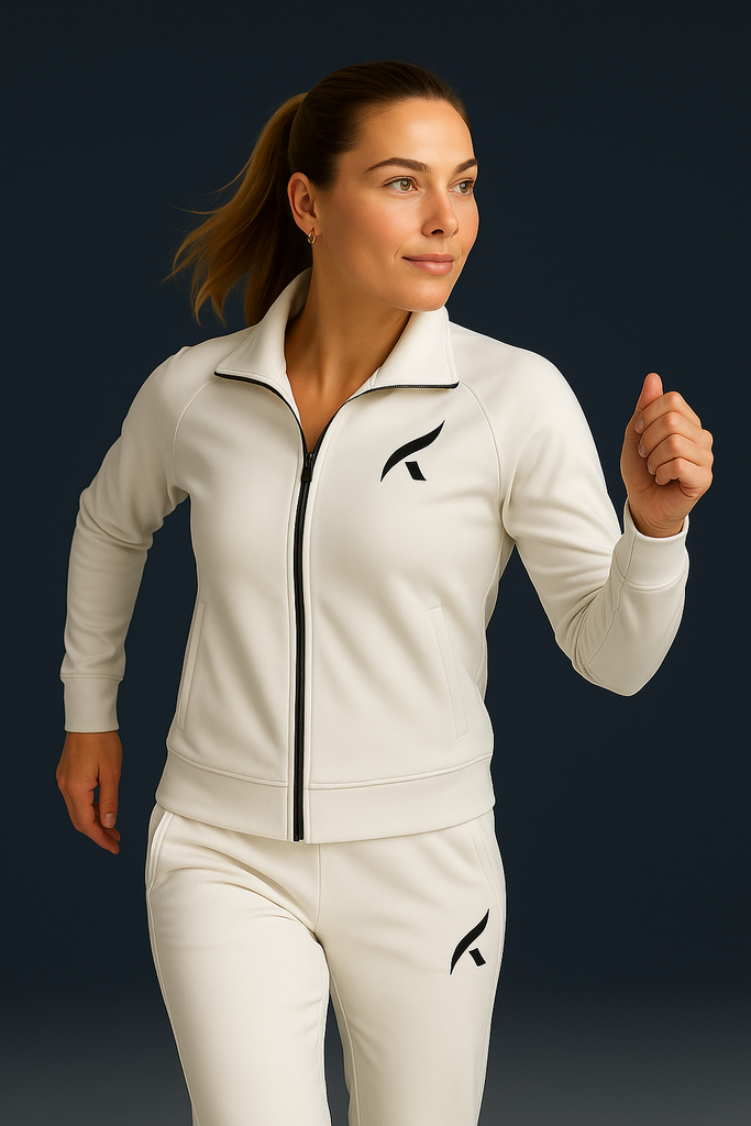 ROCKA Veste training HERITAGE  Femmes blanc-noir -tirette noir - Alma 2.png